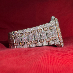 Montre Moissanite de qualité supérieure rose de 2 tonnes Exportateurs de montres à quartz en acier inoxydable de style visage noir sexy de luxe à bas prix - Product Image 1