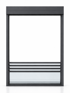 Aluminum Sliding <b>Window</b> with Black Frame Folding <b>Screen</b> Louvered Lower Panel for Modern Hotel Buildings - Product Image 1