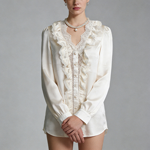 Oferta especial en Temu |   Blusa Elegante con Volantes y Cuello en V para Mujer, Camisa de Manga Larga con Botones, Top Informal para Oficina o Fiesta - Product Image 6