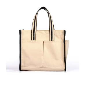 Sac fourre-tout en toile de coton robuste personnalisé, grande taille, fermeture à glissière, logo imprimé/brodé sur mesure, sac réutilisable écologique - Product Image 4