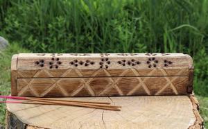 Wooden Incense and Cone <b>Box</b> storage Burner Altar decor,Hand Carved Incense Holder - Ash Cacher Incence And Cone stick Holder Gif - Product Image 2