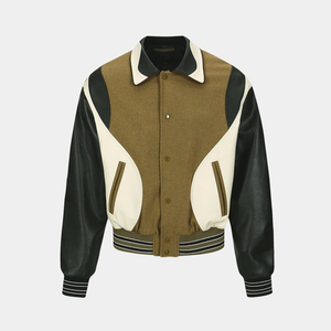 Blouson Bomber Homme Automne Hiver Style Urbain Broderie Frontale Design Contrastant Panneaux Contrastants Réversible Coupe Boxy Coupe Basse Coupe-Vent - Product Image 1