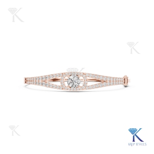 Luxury 14K <b>Solid</b> Gold Unisex Tennis <b>Bracelet</b> Brilliant Cut Lab Grown Diamond Centerpiece Halo Side Diamonds Engagement Party - Product Image 3