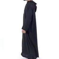 Qamis Homme à Capuche Couleur Unie Vêtement Islamique Manches Longues Robe Arabe Kandura Dishdasha Décontracté Longueur Ras du Sol Respirant Coupe Ample