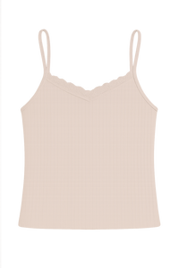 Top de tirantes finos de punto acanalado casual para mujer con volantes de encaje dulce, transpirable, de algodón elástico, para pedidos al por mayor - Product Image 6