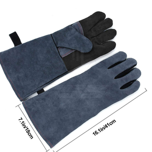 Gants de sécurité en cuir bleus avec paume noire, respirants, longueur coude, pour usage extérieur, toutes saisons, pour ouvriers, unis - Product Image 2