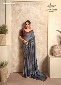 New Arrival Crepe Silk with Printed Design <b>Saree</b>-<b>Blouse</b> Set Collection Manufacturer from Surat At Wholesale Rate - Product Image 5