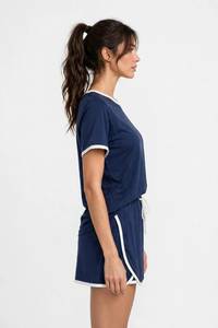 Conjunto Deportivo Casual de 3 Piezas para Mujer, Marca Oneten Apparels, con Capucha, Sin Mangas, Antiarrugas, 100% Algodón, Camiseta y Pantalones Cortos, Corte Holgado - Product Image 2