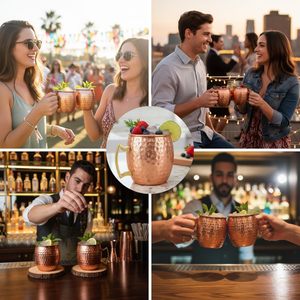 Vajilla de Primera Calidad para Bebidas, Tazas Moscow Mule de 550 ml con Asa de Latón, Tazas de Cobre Puro para Cócteles, Cerveza y Bebidas - Product Image 3
