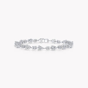 Bracelet en or 14 carats avec diamants de laboratoire alternés en forme de poire et ronds - Product Image 1