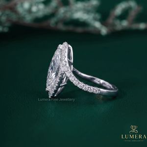 IGI Certified Lab Grown <b>Diamond</b> Marquise Engagement <b>Ring</b> 9K 10K 14K 18K Gold Luxury Custom Fine Jewelry Brilliant Cut for Women - Product Image 4