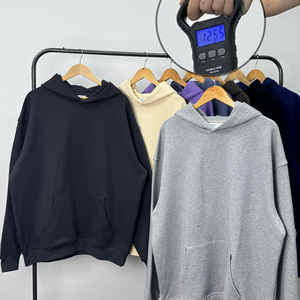 เสื้อฮู้ดดี้ผู้ชายทรงโอเวอร์ไซส์ ผ้าฟลีซหนานุ่ม ระบายอากาศได้ดี 500gsm ผลิตตามแบบ OEM ผ้าโพลีเอสเตอร์/คอตตอน ปักลายตามสั่ง มีซับใน แบบเรียบสีพื้น - Product Image 6