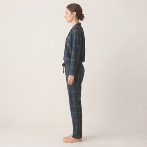 Women's Plaid Cotton <b>Pajama</b> Set Full Sleeve Button Up Drawstring Waist Winter Casual Sleepwear Regular Fit <b>Flannel</b> <b>Ladies</b> Suit - Product Image 3