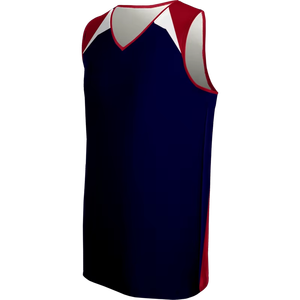 Men's V-Neck Sleeveless Basketball Jersey Dark Blue Red White Sublimated Print Moisture Wicking Polyester Regular Fit All Season - Product Image 6