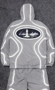 Chaqueta Cortavientos Reflectante Personalizada de Talla Grande para Invierno, Diseño 2 en 1 con Capucha, Conjunto Deportivo de Spandex/Nylon, Resistente al Viento, Unisex - Product Image 4