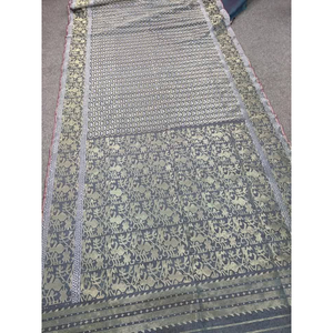 Sari traditionnel Jamdani en coton du Bangladesh pour femme, coupe classique, infroissable, anti-humidité, séchage rapide, protection solaire, numérique - Product Image 6