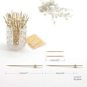 Stuzzicadenti Decorativi in Bambù Bianco Perla da 4,7 Pollici per Antipasti, Natale, Matrimoni e Feste - Product Image 3