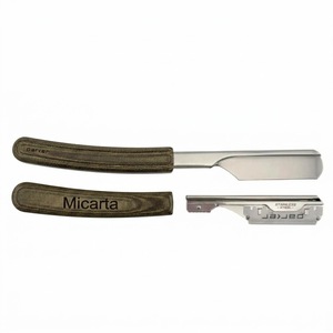 Navaja de Afeitar Recta con Patrón Damasco y Mango de Madera, Hoja de Acero Inoxidable Reemplazable para Barberos, Peluqueros y Uso Corporal Masculino - Product Image 2