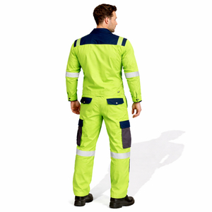 Combinaison de travail de sécurité en coton haute visibilité réfléchissante pour la construction, vêtements de protection durables - Product Image 5