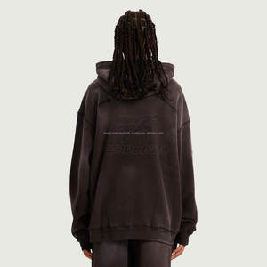 Conçu sur mesure 500 Gsm épais coton hommes pull à capuche surdimensionné lavage à l'acide impression hiver à capuche sans ficelle brodée - Product Image 3