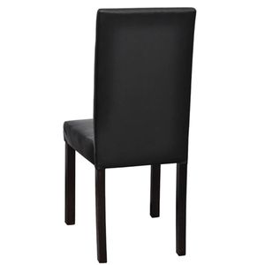 Ensemble de 4 chaises de salle à manger noires avec structure en bois et assise en similicuir, taille standard - Product Image 4