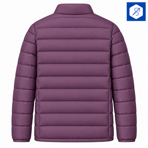 <b>Men's</b> <b>Purple</b> Puffer Jacket Stand Collar Zipper Closure Windproof Casual Winter Coat Regular Fit Polyester Shell - Product Image 2