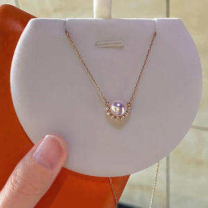 Pendentif en perle d'océan Akoya japonaise, or 18 carats, demi-lune, diamant, niveau céleste, exquis, pendentifs en diamant pour clavicule, charmes - Product Image 2