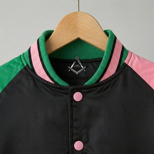 HMR Custom Made Alpha Kapa Greek Sororiy 100% Polyester Satin Varsity Jacket Breathable <b>Stand</b> Embroidery Wholesale for Men Women - Product Image 5