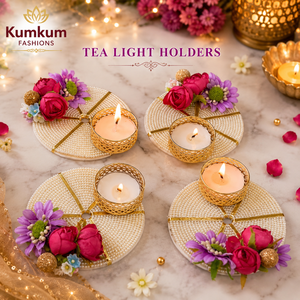 New Arrival Pearl Floral <b>Tealight</b> Candle <b>Holder</b> Gold Diya Indian Stand Housewarming Festive Home Temple Decor Return Gift Favors - Product Image 4
