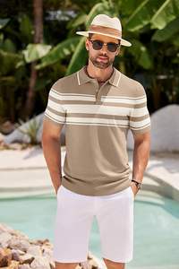 Chemises polo en tricot pour hommes, chemises décontractées à manches courtes boutonnées, chemises polo classiques en crochet, chemises polo à col pour le golf - Product Image 3