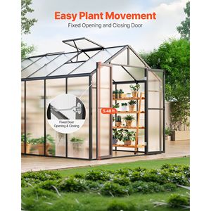 Serre de jardin en polycarbonate de style Alumi Pavilion 8 x 12 pieds avec 2 fenêtres de ventilation et porte à charnières, serre extérieure - Product Image 6