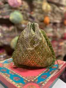 Stylish Women's Bohemian Cotton Lightweight Handcrafted Potli Bag with <b>Pearl</b> Decoration Designer Gift <b>Handbag</b> Bags For Favors - Product Image 1