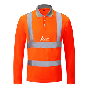 Polo de sécurité routière personnalisé haute visibilité en polyester respirant avec bandes réfléchissantes unisexe - Product Image 5