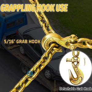 Contoh gratis 5/16 * 20Ft 3/8 * 20Ft US jenis Tie Down 5/16 G70 rantai dengan Clevis ambil kait di kedua ujung - Product Image 4