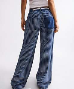 Women's High Waisted Striped <b>Harem</b> Pants Cotton Bamboo Fiber Loose Fit Ankle Length Elastic Waist Casual Autumn <b>Trousers</b> - Product Image 2