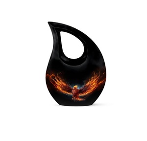 Urne funéraire en aluminium de haute qualité, magnifique vue sur le coucher de soleil, petite urne souvenir en forme de larme pour cendres funéraires. - Product Image 3