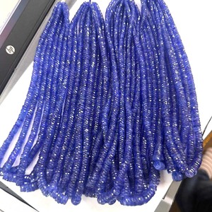 Perles Heishi facettées en Tanzanite bleue 100% naturelle, 5-10 mm, pierres précieuses en vrac, certifiées CMA, pour la fabrication de bijoux - Product Image 1