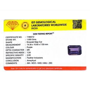 Loose Amethyst Gemstone 9 Carat Faceted Heart & Emerald Cut for Fine Jewelry - Product Image 4
