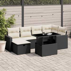 Conjunto de Sofás de Jardín de Ratán PE Negro y Acero con Recubrimiento en Polvo, Colección de Muebles Duraderos para Exteriores - Product Image 1