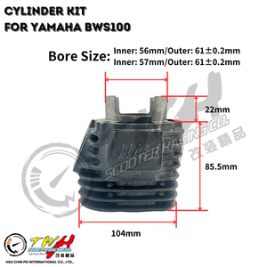 TWH BWS100 ZUMA Taiwan Made Racing Motorcycle 4VP CYLINDRE SET 14PIN 57MM pour YAMAHA - Product Image 2