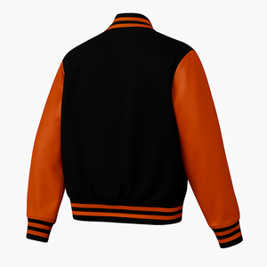 Chaquetas de invierno unisex personalizadas al por mayor, estilo universitario, de PU, con bordado de patchwork, a prueba de viento, ecológicas, estilo vintage. - Product Image 4