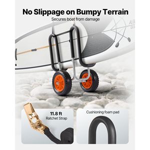 Carrello per Kayak con Capacità di Carico di 68 kg, Pneumatici in Gomma Piena da 10 Pollici e Supporti, Accessorio per Trolley da Stand-Up Paddle Board - Product Image 4