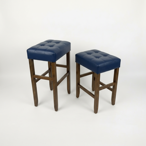 Ensemble de 2 tabourets de bar et de comptoir en cuir PU, ensemble de tabourets capitonnés en cuir PU, ensemble de tabourets rembourrés en PU avec structure en bois massif, hauteur bar et comptoir - Product Image 2