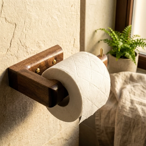 Portarrollos de papel higiénico de madera, minimalista, de madera oscura, para montar en la pared, moderno, estilo nórdico, para almacenamiento en el baño. - Product Image 5
