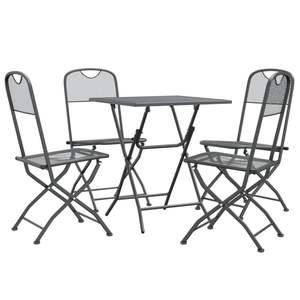 Ensemble de salle à manger de jardin pliable anthracite en treillis métallique pour repas en extérieur - Product Image 3