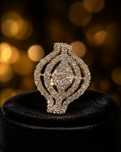 Bague élégante en or 14 carats superposée avec des pierres scintillantes effet diamant, bijoux de mariée élégants pour femmes - Product Image 3