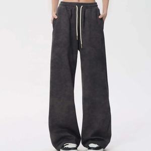 Pantalon de survêtement OEM en gros, respirant, anti-boulochage, haute qualité, coupe droite, taille mi-haute, devant plat, pour la gym et décontracté, délavage moyen - Product Image 6