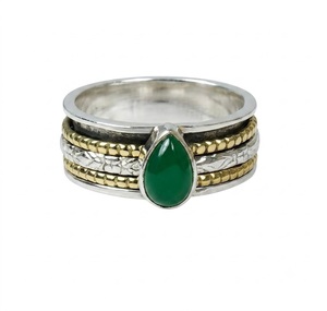 Handmade Green Onyx <b>Spinner</b> <b>Ring</b> 925 Sterling Silver Natural Gemstone Pear Shape Meditation Anxiety <b>Ring</b> Custom Silver Jewelry - Product Image 1