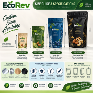 ถุงซิปล็อคแบบตั้งได้ EcoRev ECO65 สำหรับบรรจุภัณฑ์เครื่องดื่ม ทำจากไมลาร์ พิมพ์ลายตามสั่งด้วยระบบออฟเซ็ต นำกลับมาใช้ใหม่ได้ รีไซเคิลได้ - Product Image 2
