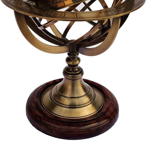 Esfera Armilar de Latón, Globo Celeste Antiguo, Modelo de Navegación Astronómica con Base de Madera para Decoración del Hogar, Oficina y Estudio - Product Image 4